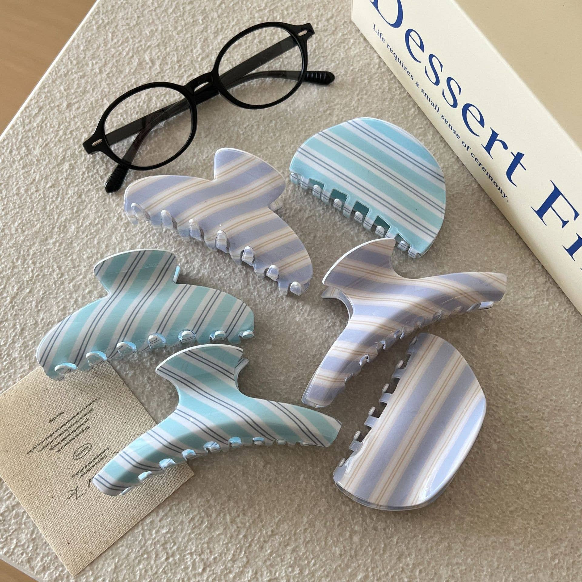 Blue Stripes Claw Clip