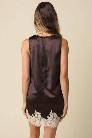 Camila Lace Trim Satin Mini Dress - Simply Sunflowers