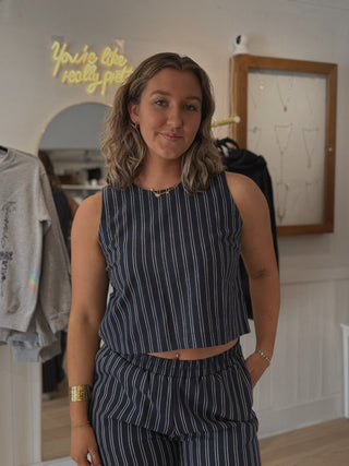 Cape Cod Striped Linen Top - Simply Sunflowers