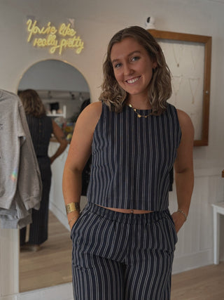 Cape Cod Striped Linen Top - Simply Sunflowers