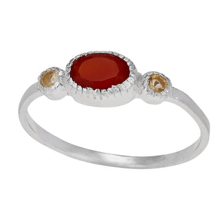 Carnelian With A Side Of Citrine Sterling Silver Ring - Simply Sunflowers