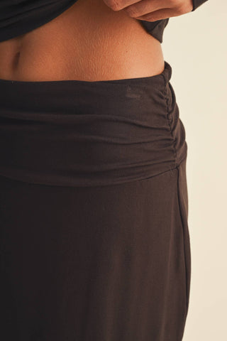 Ruched Waistband Jersey Knit Skirt