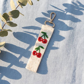Cherry Beaded Wristlet Strap Keychain - Simply Sunflowers