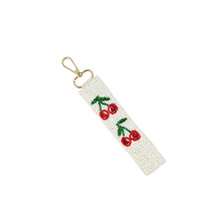 Cherry Beaded Wristlet Strap Keychain - Simply Sunflowers