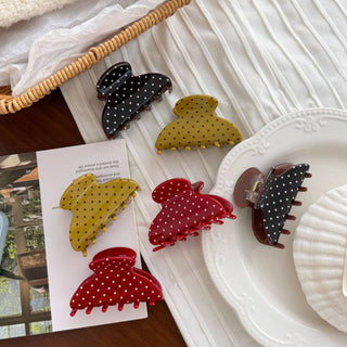 Chic Curved Polka Dot Pattern Acetate Hair Claw - Simply Sunflowers