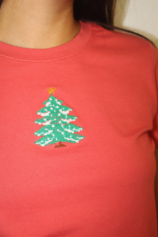 Christmas Tree Embroidered Baby Tee - Simply Sunflowers