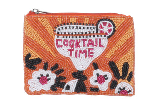 Cocktail Time Themed Fully Beaded Coin Purse  - Simply Sunflowers