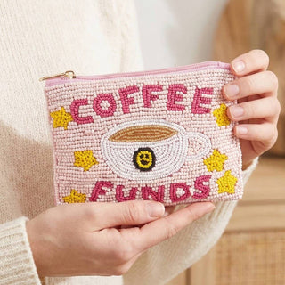 Coffee Funds And Stars Seed Beaded Coin Purse - Simply Sunflowers
