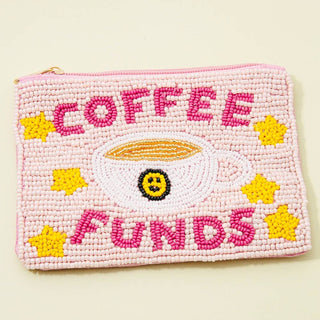 Coffee Funds And Stars Seed Beaded Coin Purse - Simply Sunflowers