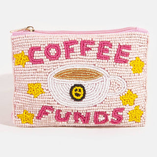 Coffee Funds And Stars Seed Beaded Coin Purse - Simply Sunflowers