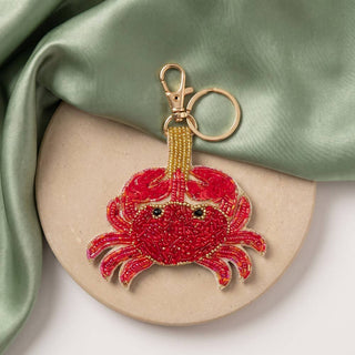 Crystal Beaded Crab Keychain Bag Charm - Simply Sunflowers