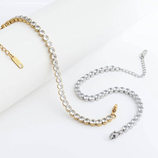 Cubic Zirconia Round Stone Tennis Chain Bracelet - Simply Sunflowers
