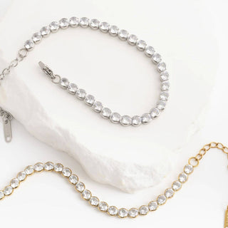 Cubic Zirconia Round Stone Tennis Chain Bracelet - Simply Sunflowers