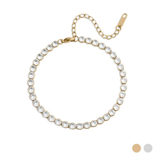 Cubic Zirconia Round Stone Tennis Chain Bracelet - Simply Sunflowers