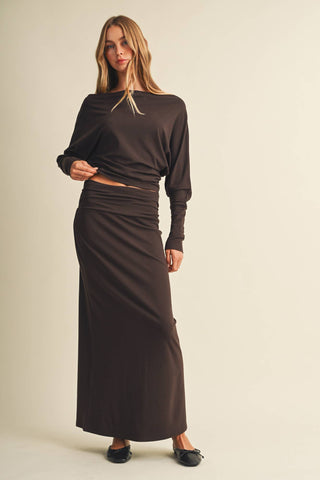 Ruched Waistband Jersey Knit Skirt