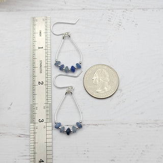 Denim Blue Silver Hoop Earrings - Simply Sunflowers