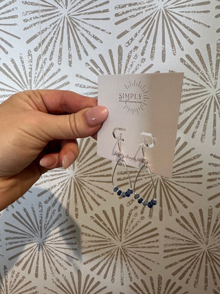 Denim Blue Silver Hoop Earrings - Simply Sunflowers