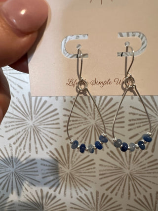 Denim Blue Silver Hoop Earrings - Simply Sunflowers