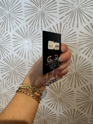 Denim Blue Silver Hoop Earrings - Simply Sunflowers