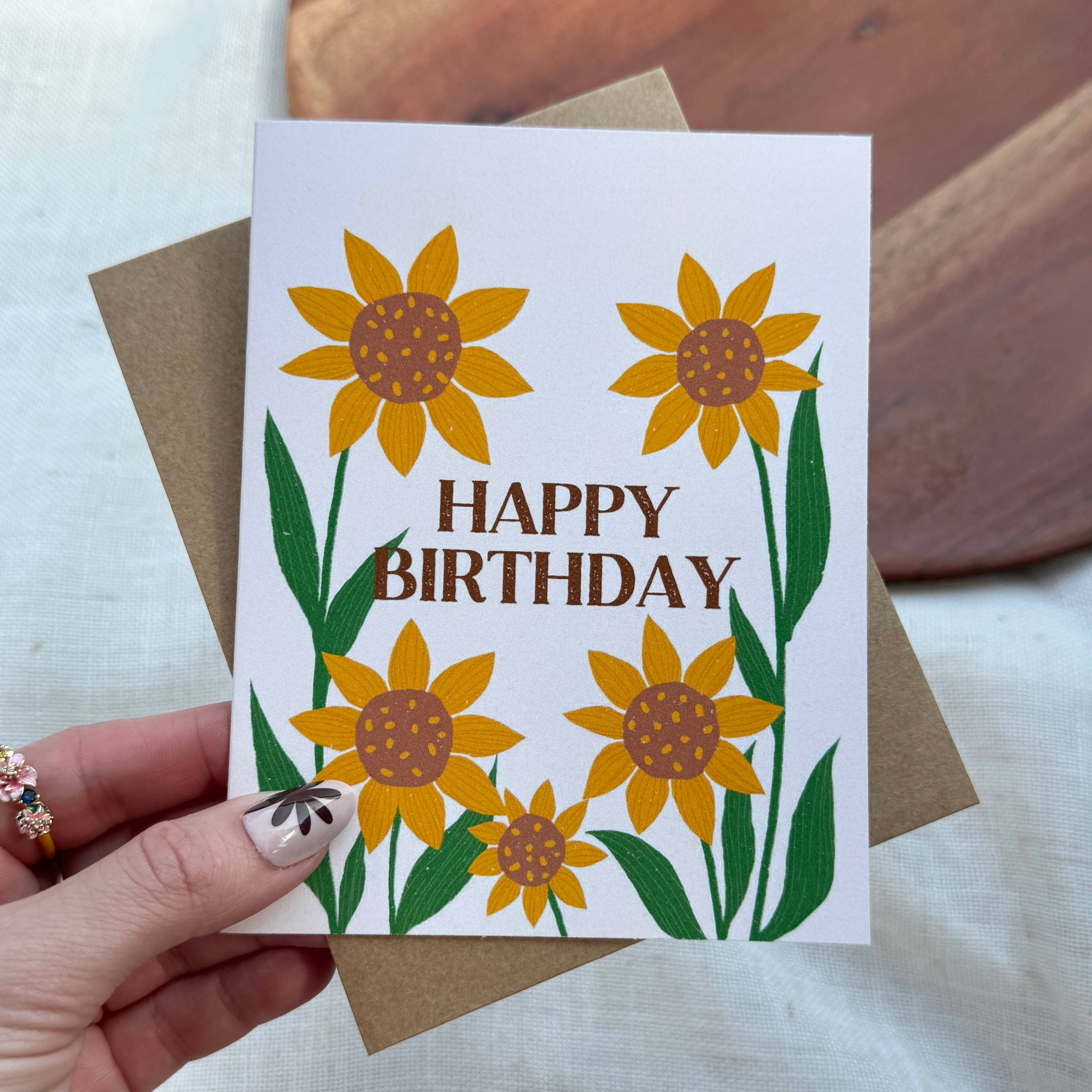 Happy Birthday Sunflower Design Greeting Card