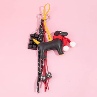 Dog With Scarf And Chocolate Bar Bag Charm - Simply Sunflowers