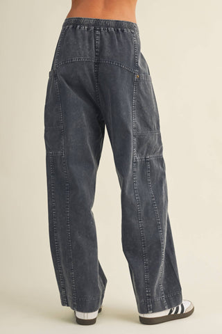 Drawstring Waist Wide Leg Utility Trouser - Simply Sunflowers