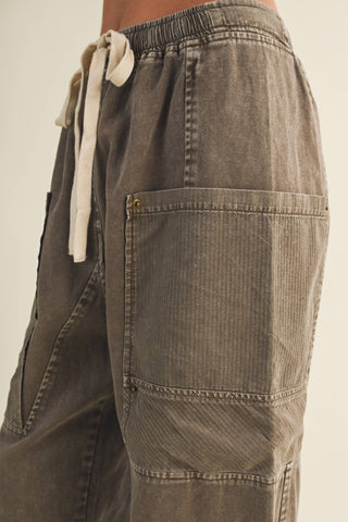 Drawstring Waist Wide Leg Utility Trouser - Simply Sunflowers