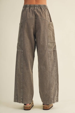 Drawstring Waist Wide Leg Utility Trouser - Simply Sunflowers