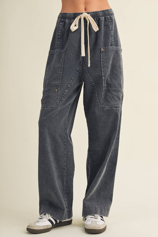 Drawstring Waist Wide Leg Utility Trouser - Simply Sunflowers