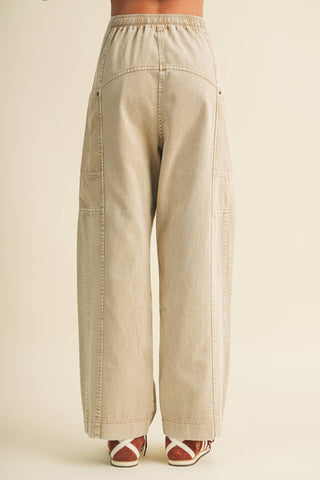 Drawstring Waist Wide Leg Utility Trouser - Simply Sunflowers