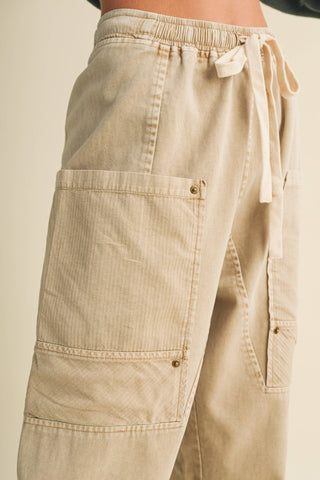 Drawstring Waist Wide Leg Utility Trouser - Simply Sunflowers