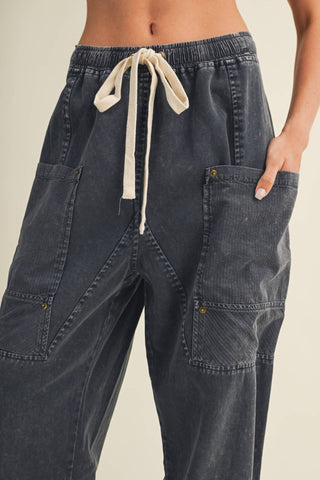 Drawstring Waist Wide Leg Utility Trouser - Simply Sunflowers