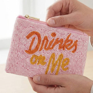 Drinks On Me Print Beaded Coin Purse - Simply Sunflowers