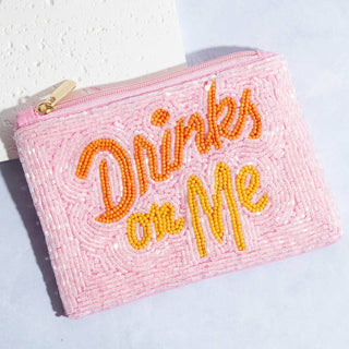 Drinks On Me Print Beaded Coin Purse - Simply Sunflowers