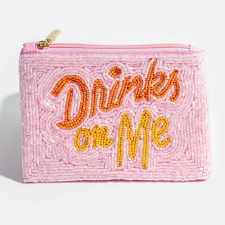 Drinks On Me Print Beaded Coin Purse - Simply Sunflowers