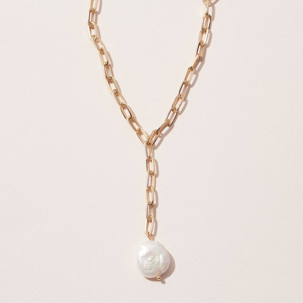 Pearl Lariat Drop Necklace