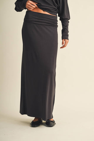 Ruched Waistband Jersey Knit Skirt