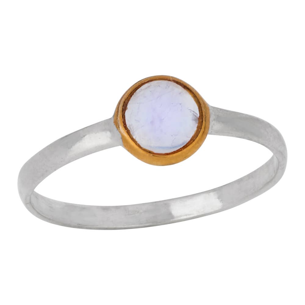 Golden Halo Moonstone Ring