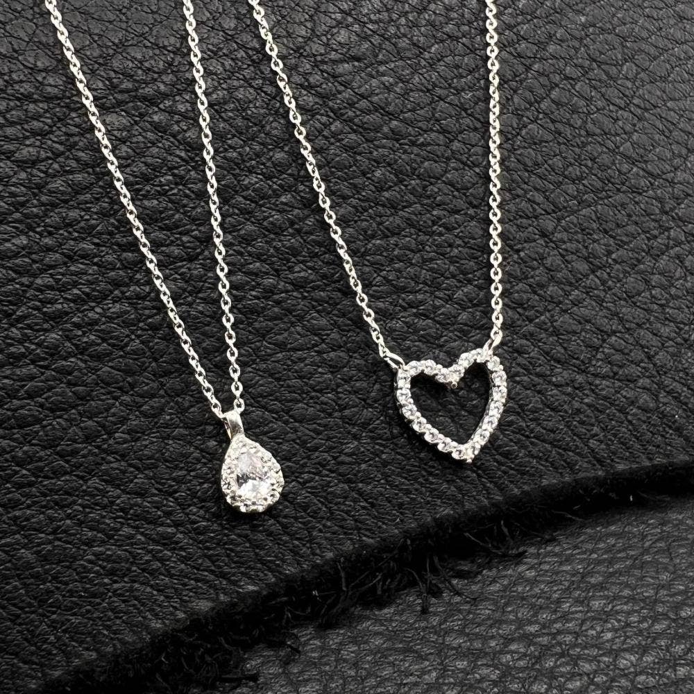 Mini Halo Teardrop Necklace