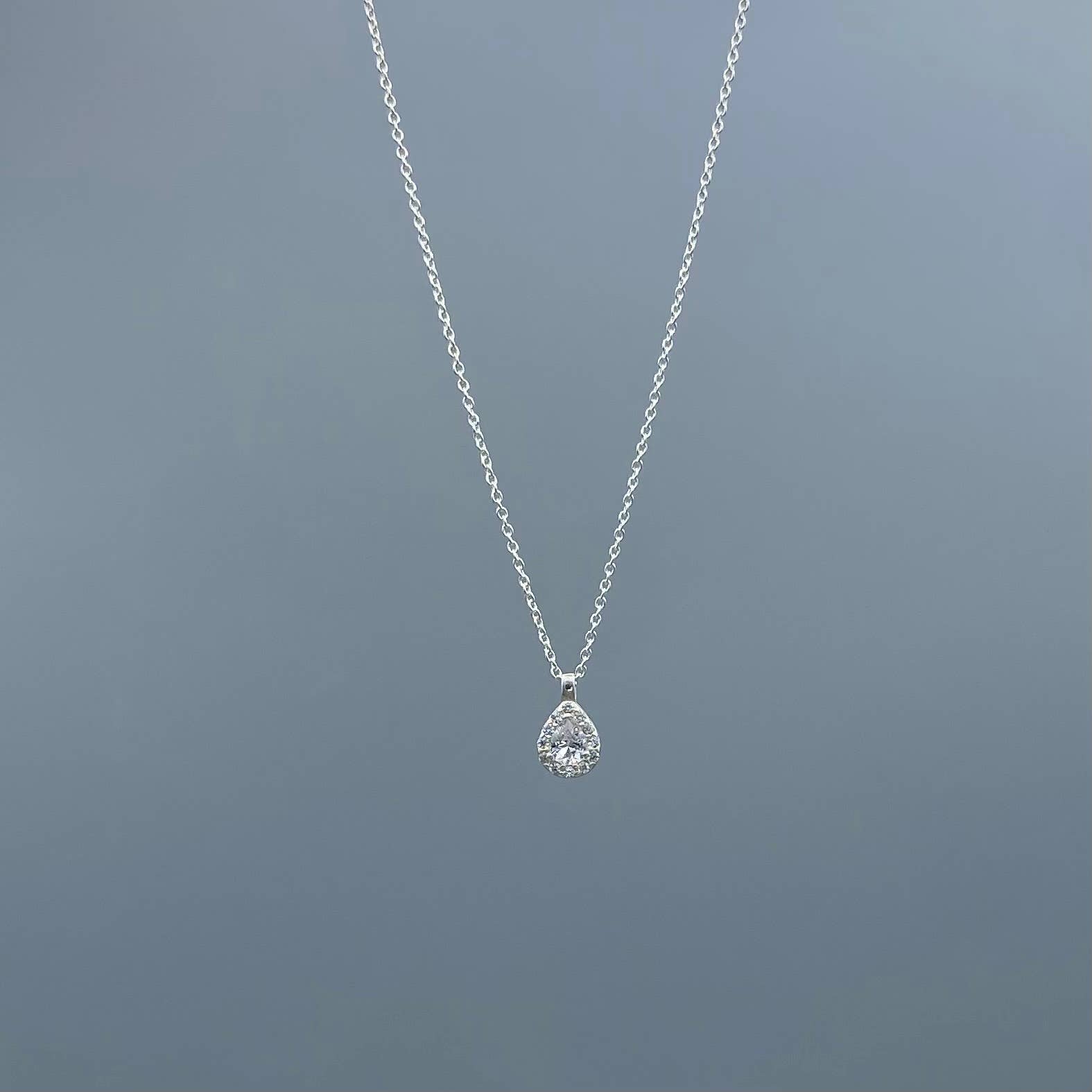 Mini Halo Teardrop Necklace