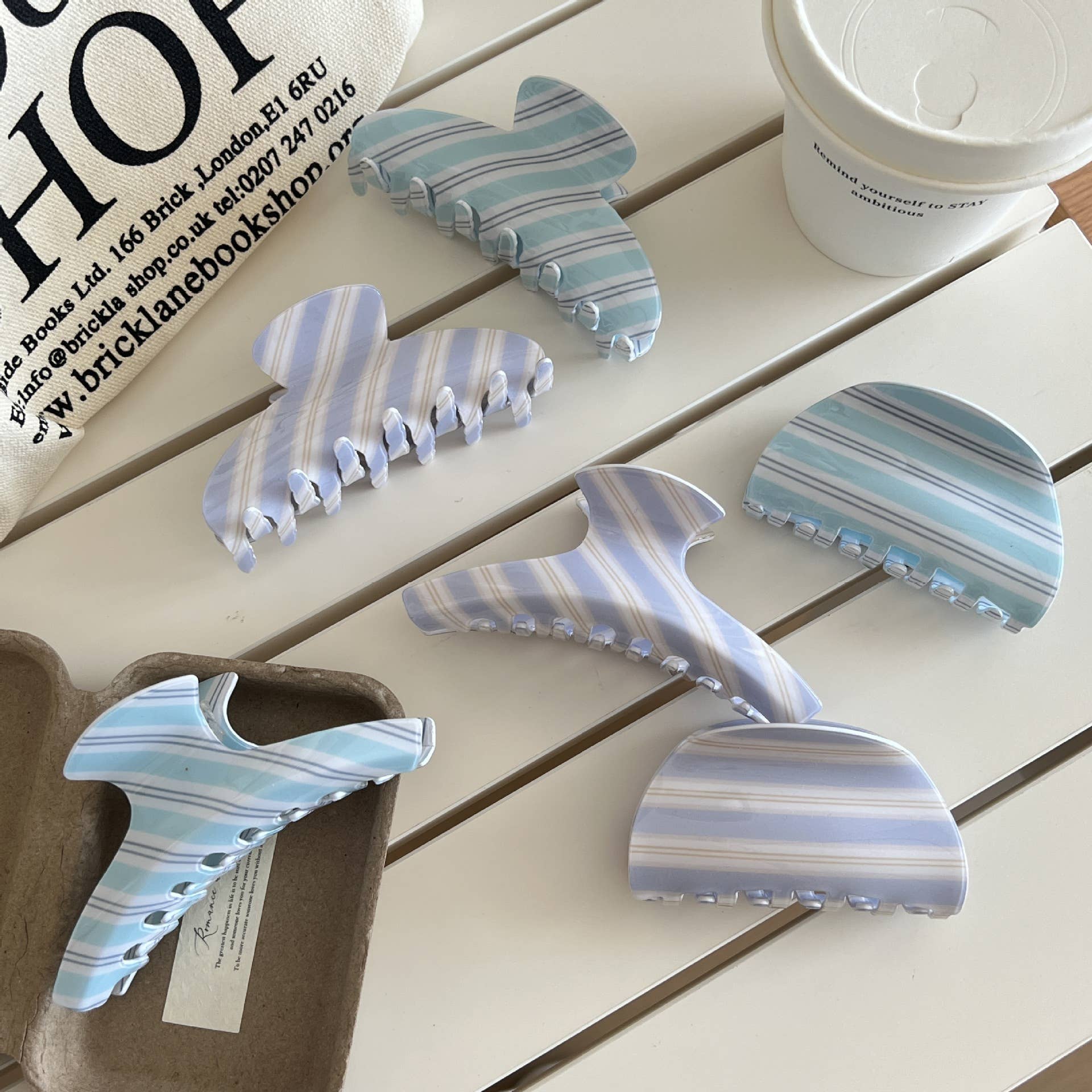 Blue Stripes Claw Clip