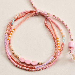 Boho Seed Bead Layered Bracelet - Adjustable Friendship Bracelet