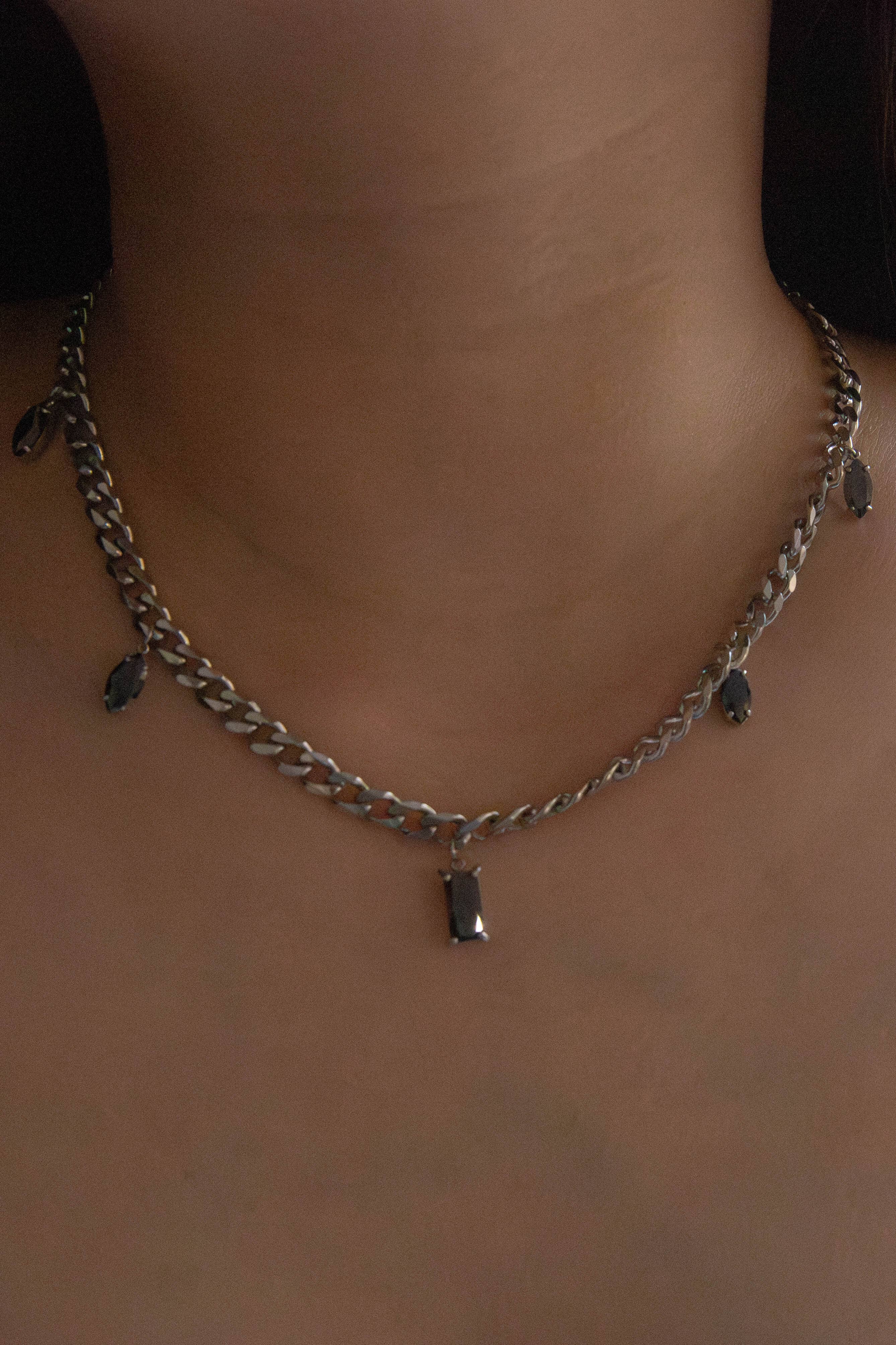 Black Stone Silver Necklace