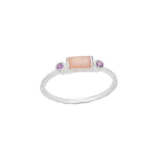 Feeling Peachy Keen Sterling Silver Peach Moonstone Ring - Simply Sunflowers