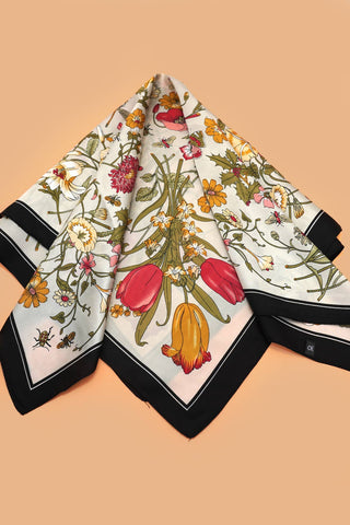 Floral Print Silk Scarf - Simply Sunflowers