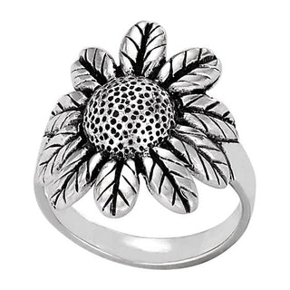 Follow The Sun Sterling Silver Sunflower Ring - Simply Sunflowers