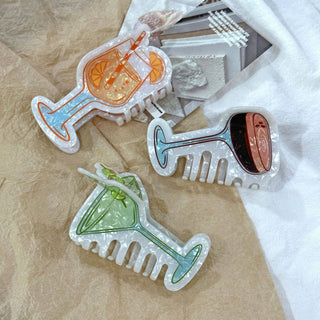 Fun Drink Glass & Cocktail Shaped Hair Claw - Simply Sunflowers