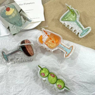 Fun Drink Glass & Cocktail Shaped Hair Claw - Simply Sunflowers