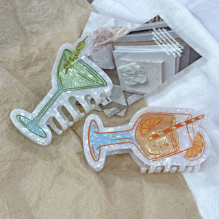Fun Drink Glass & Cocktail Shaped Hair Claw - Simply Sunflowers