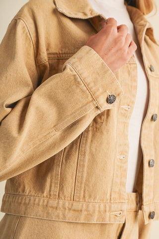 Garment-Dyed Rigid Denim Trucker Jacket - Simply Sunflowers